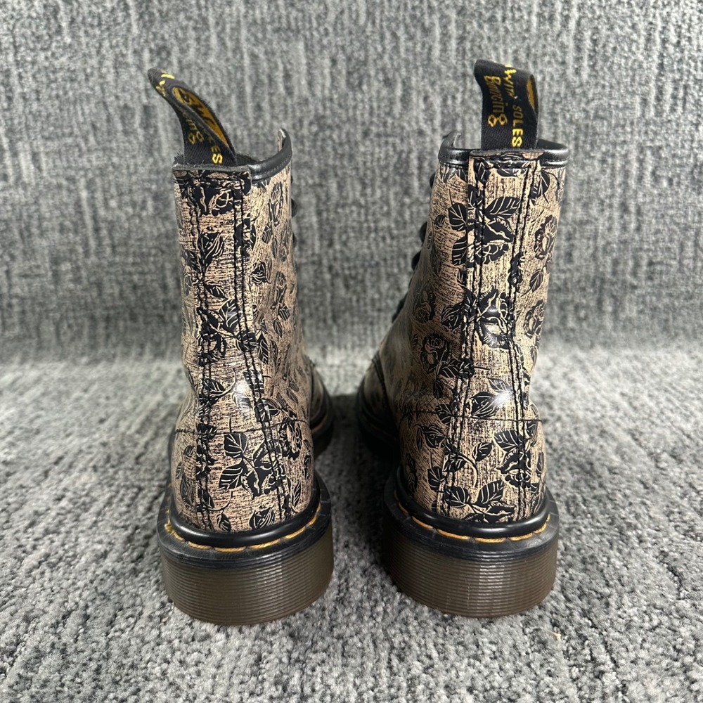 Dr Martens 1460 Boots Womens 6 Rose Floral Tan Black Leather Made in England VTG - Picture 8 of 8